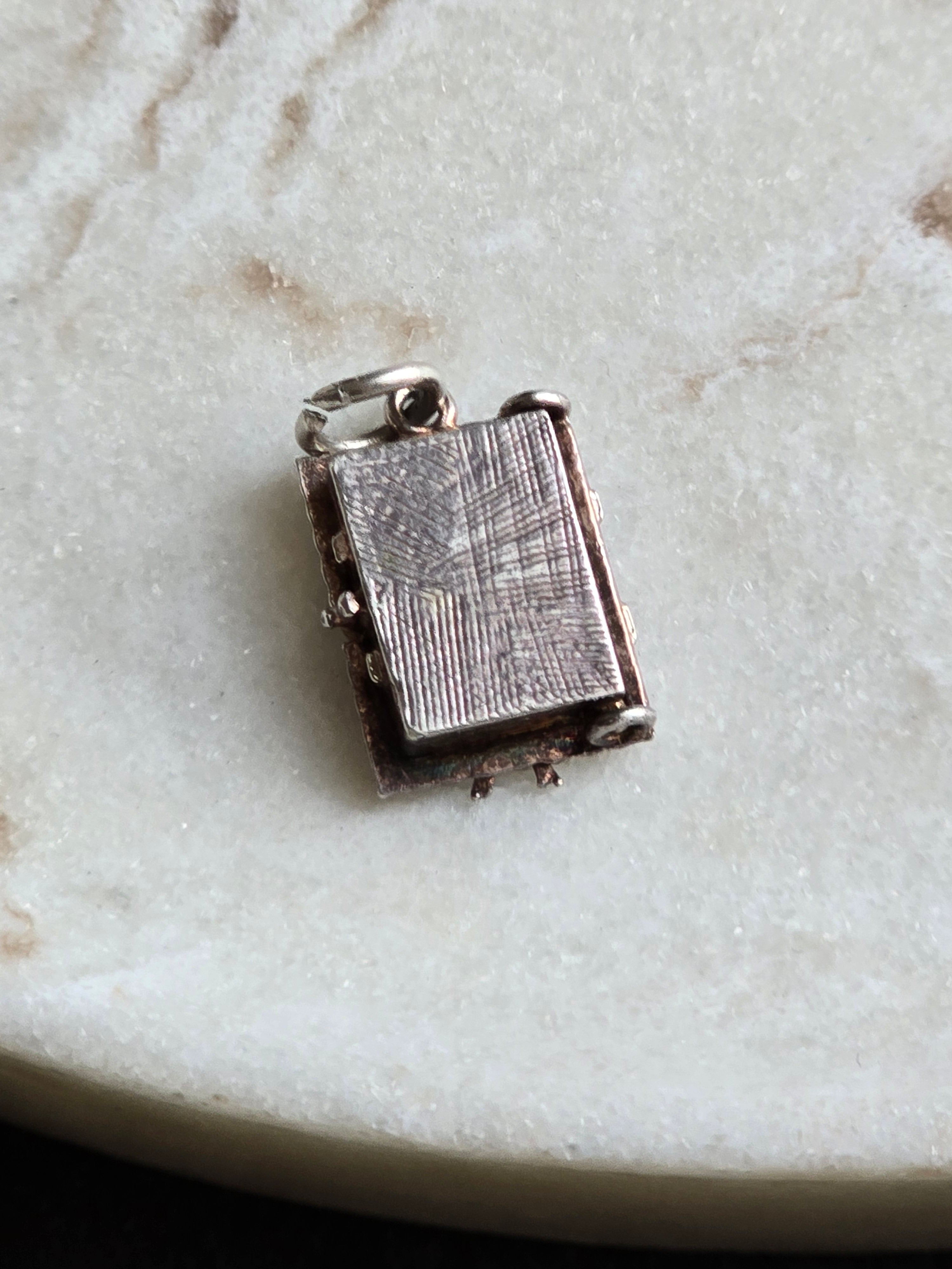 Vintage Sterling Silver Rose Greetings Card Charm - Charm Opens