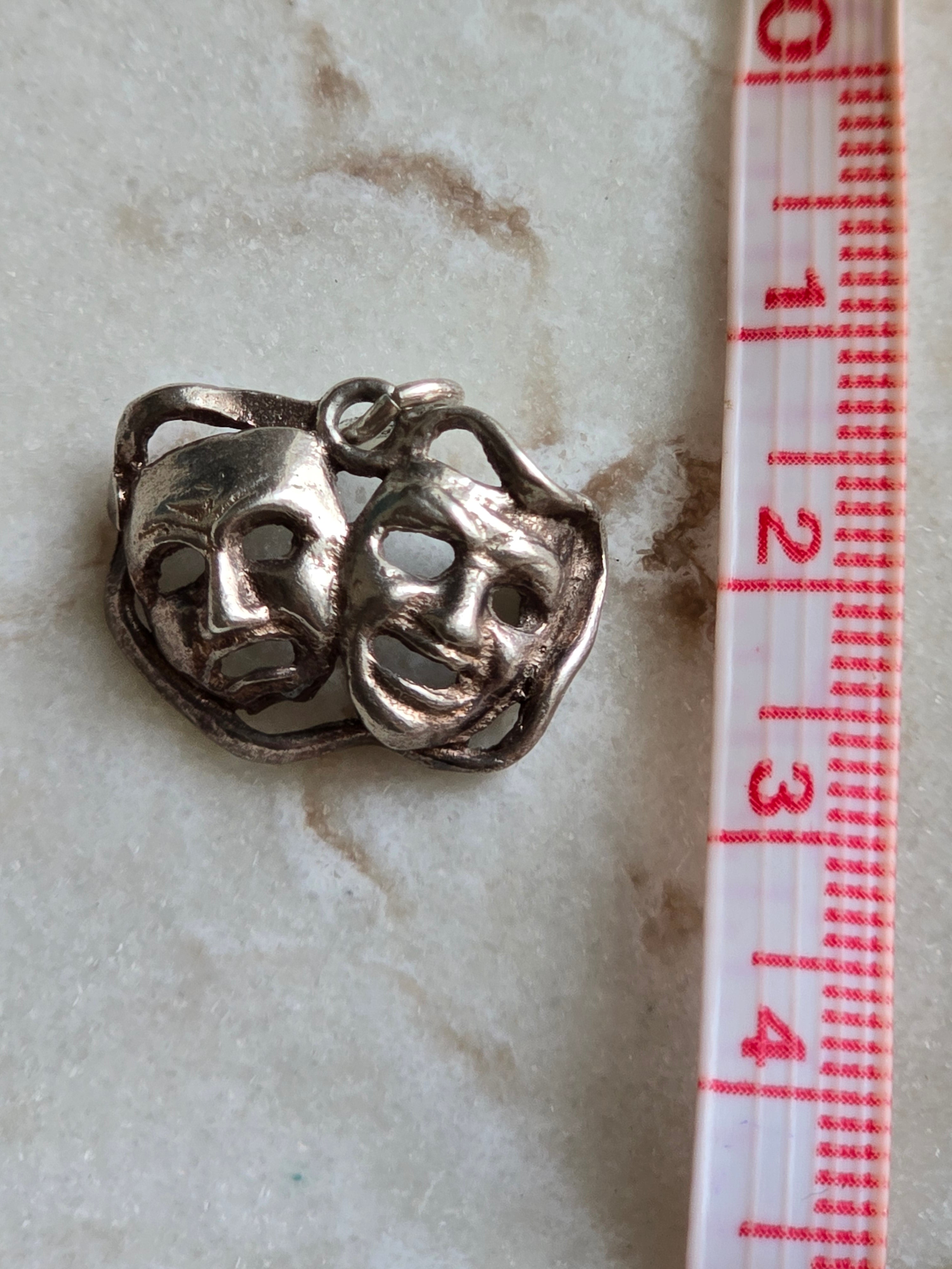 Vintage Sterling Silver Theatre Mask Comedy and Tragedy Charm