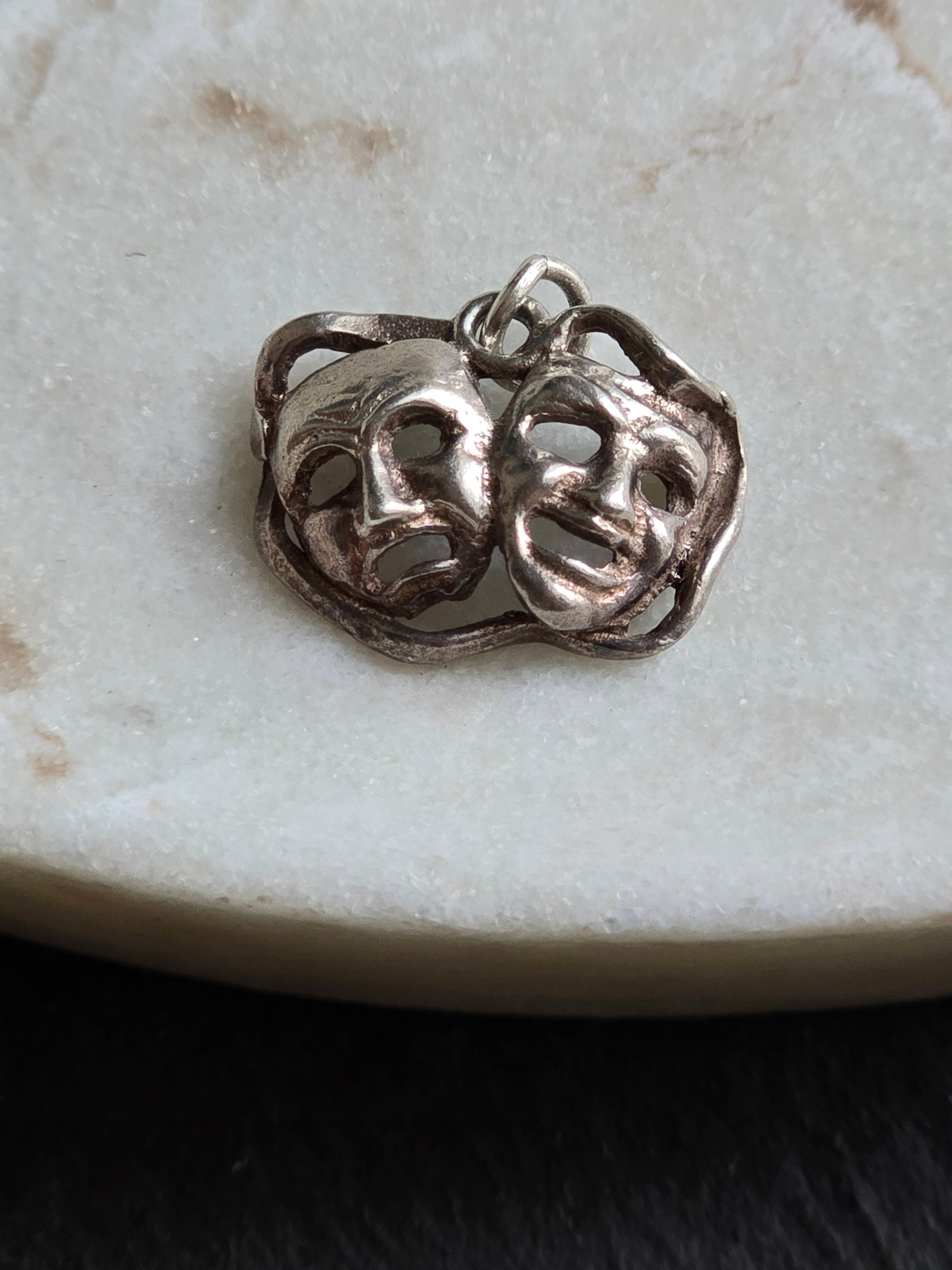 Vintage Sterling Silver Theatre Mask Comedy and Tragedy Charm