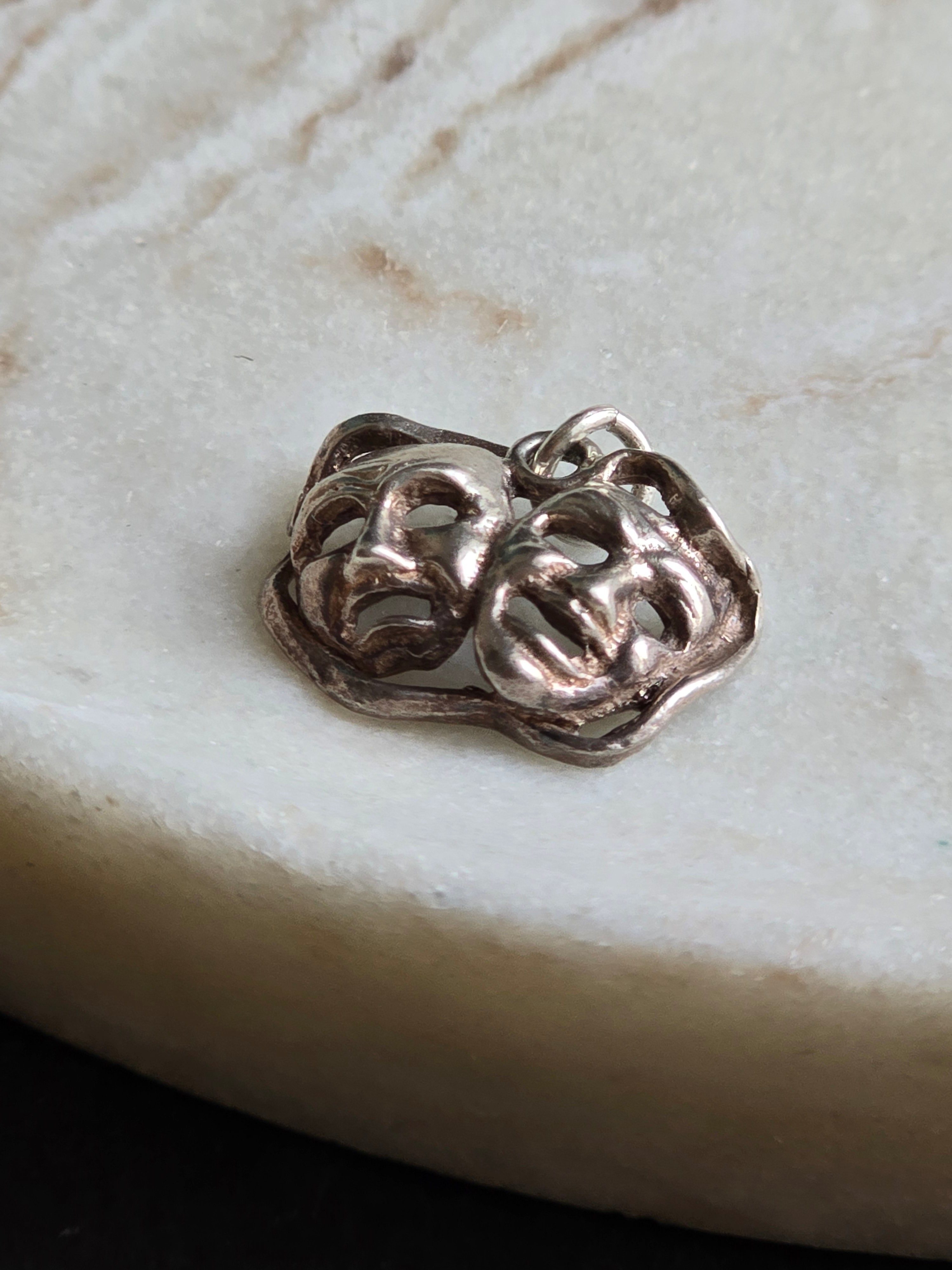 Vintage Sterling Silver Theatre Mask Comedy and Tragedy Charm