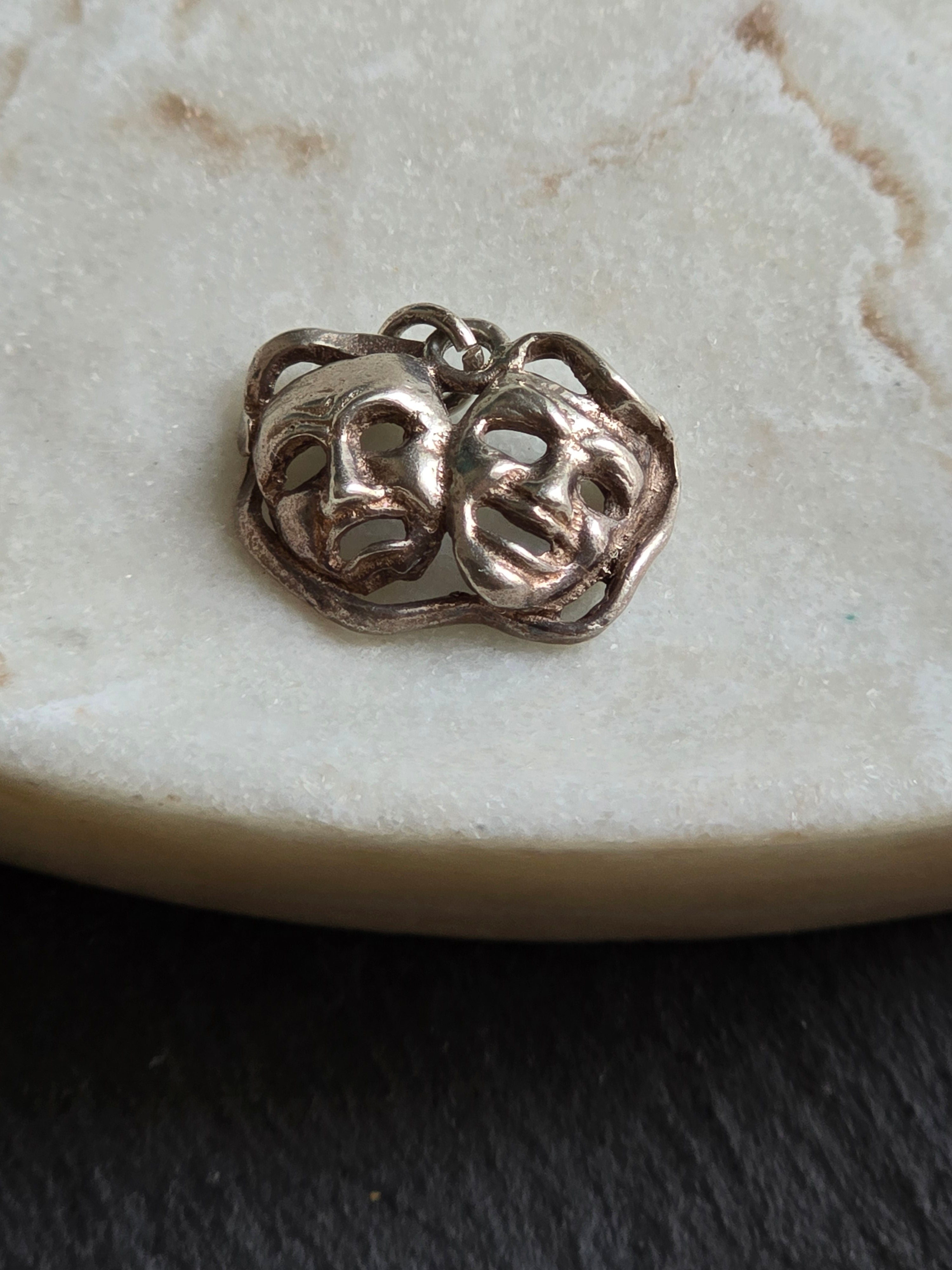 Vintage Sterling Silver Theatre Mask Comedy and Tragedy Charm