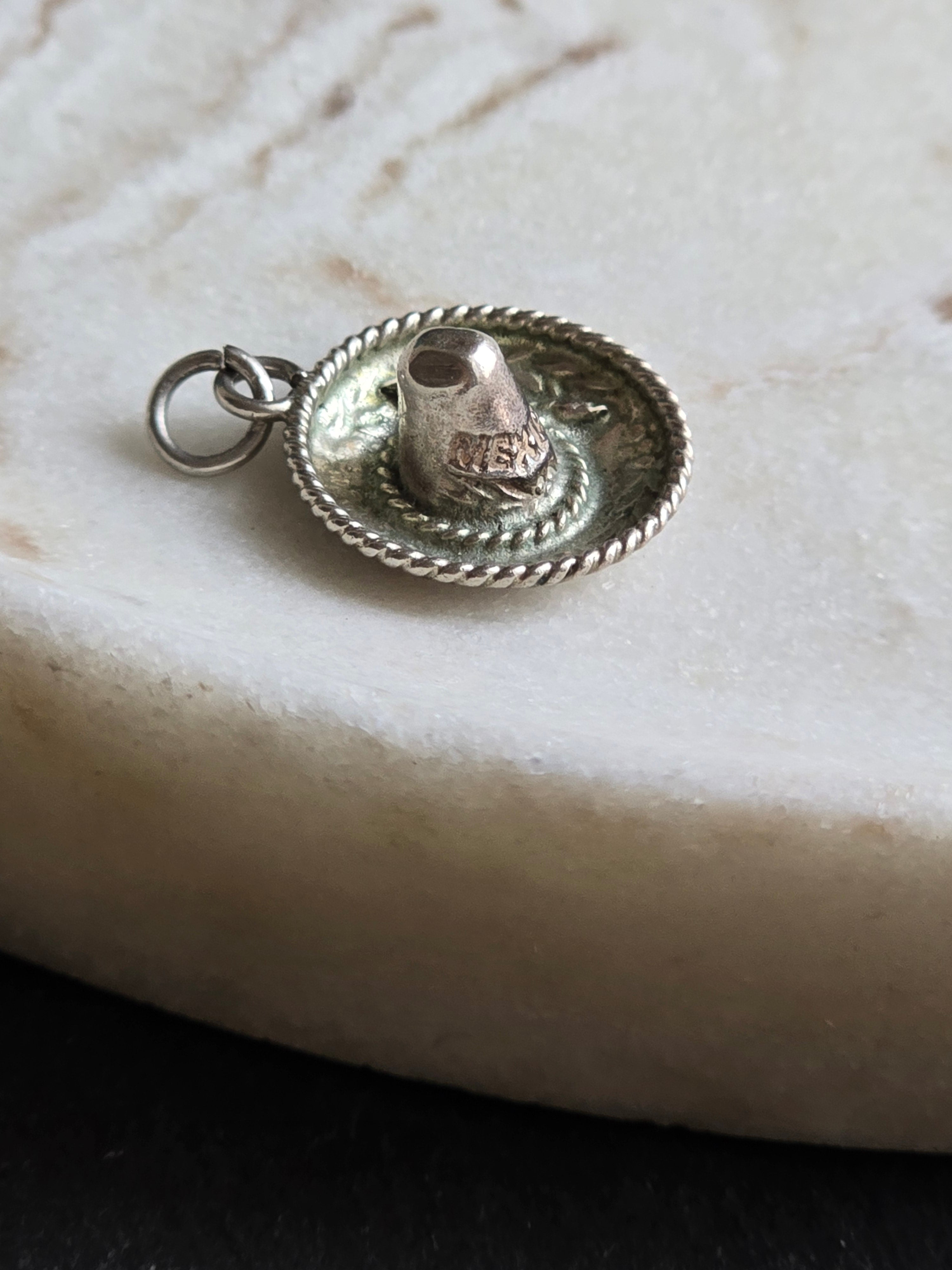 Vintage Sterling Silver Mexico Stamped Sombrero Charm