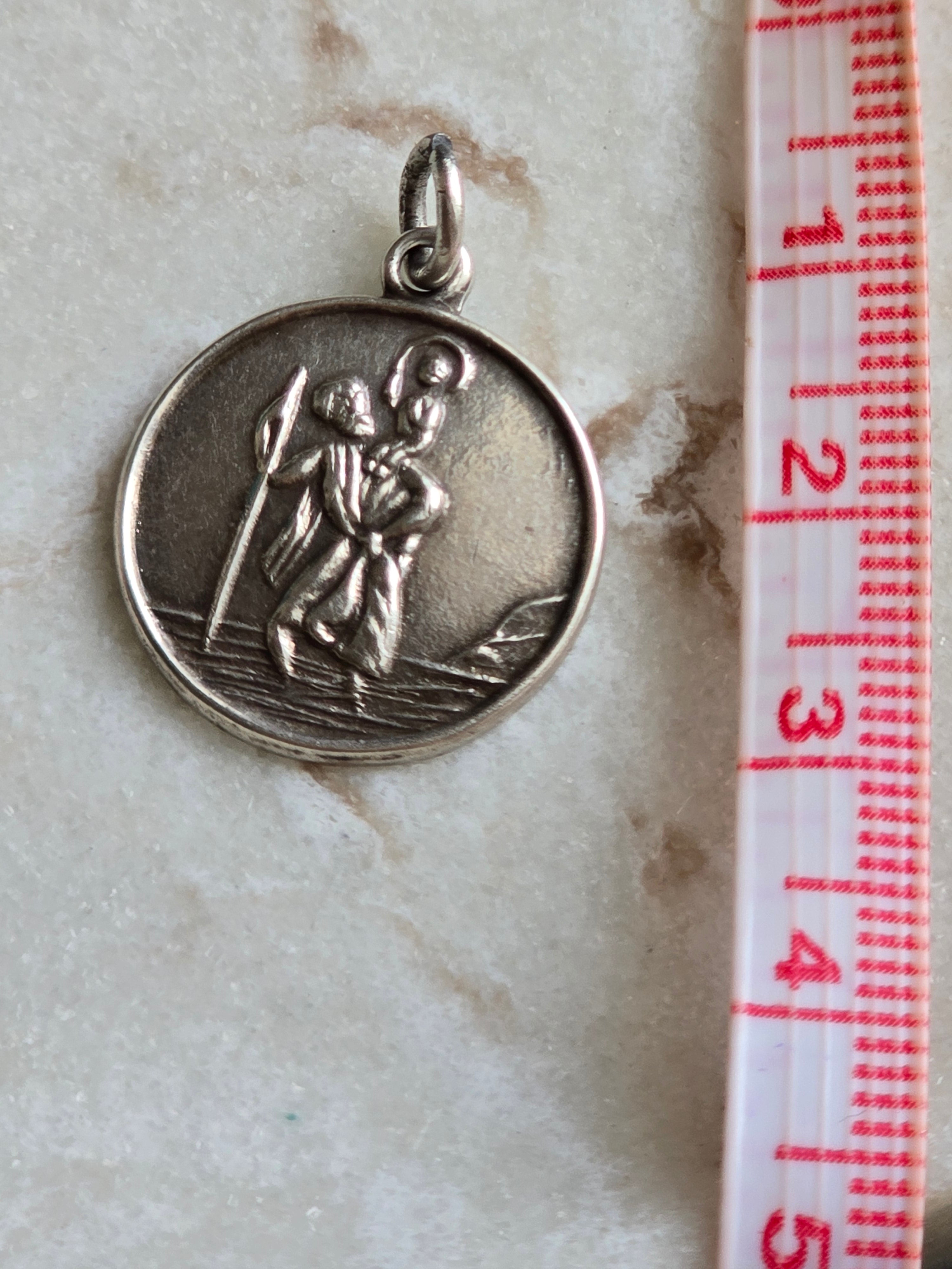 Vintage Sterling Silver St Christopher Pendant or Charm
