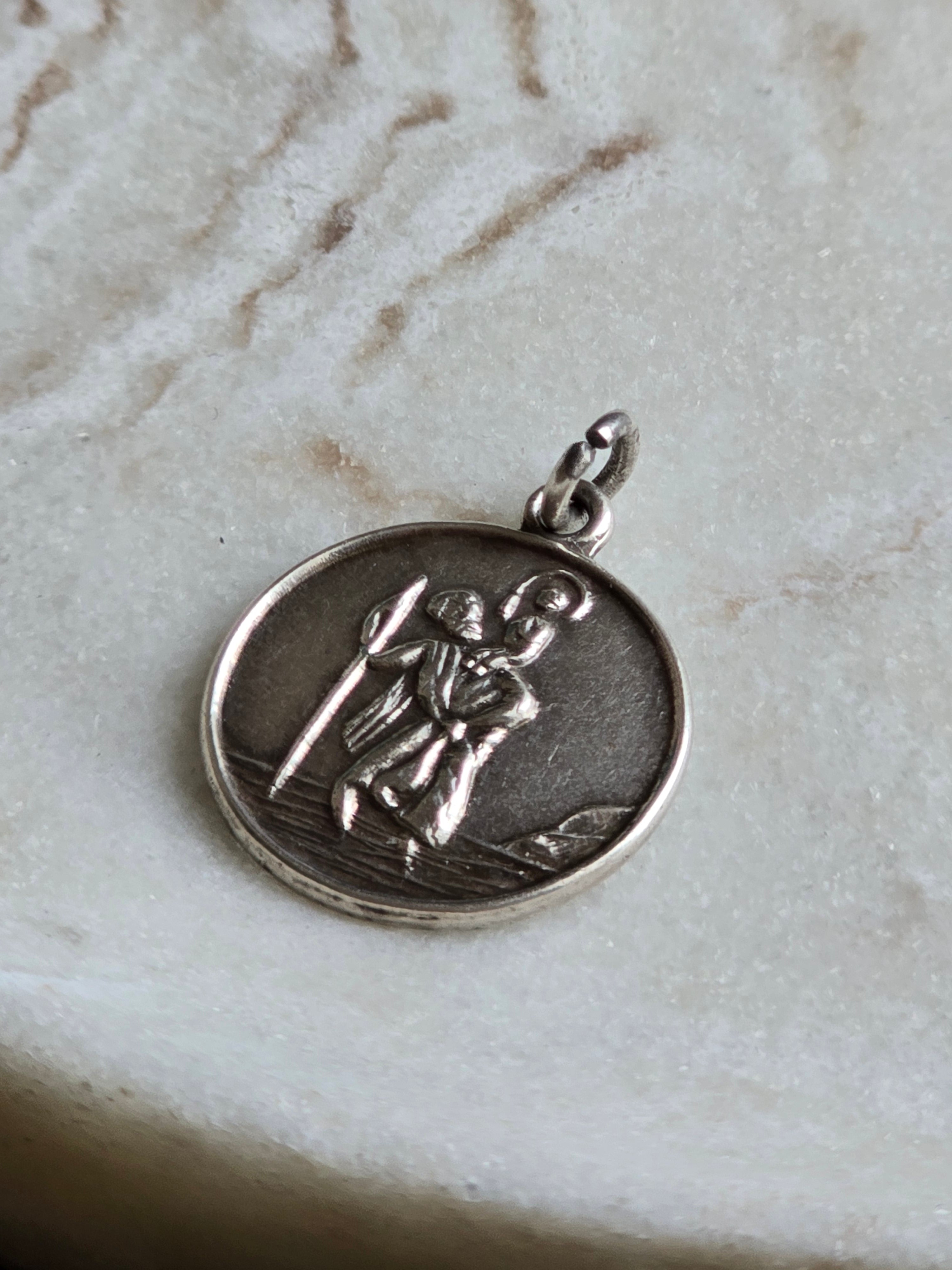 Vintage Sterling Silver St Christopher Pendant or Charm