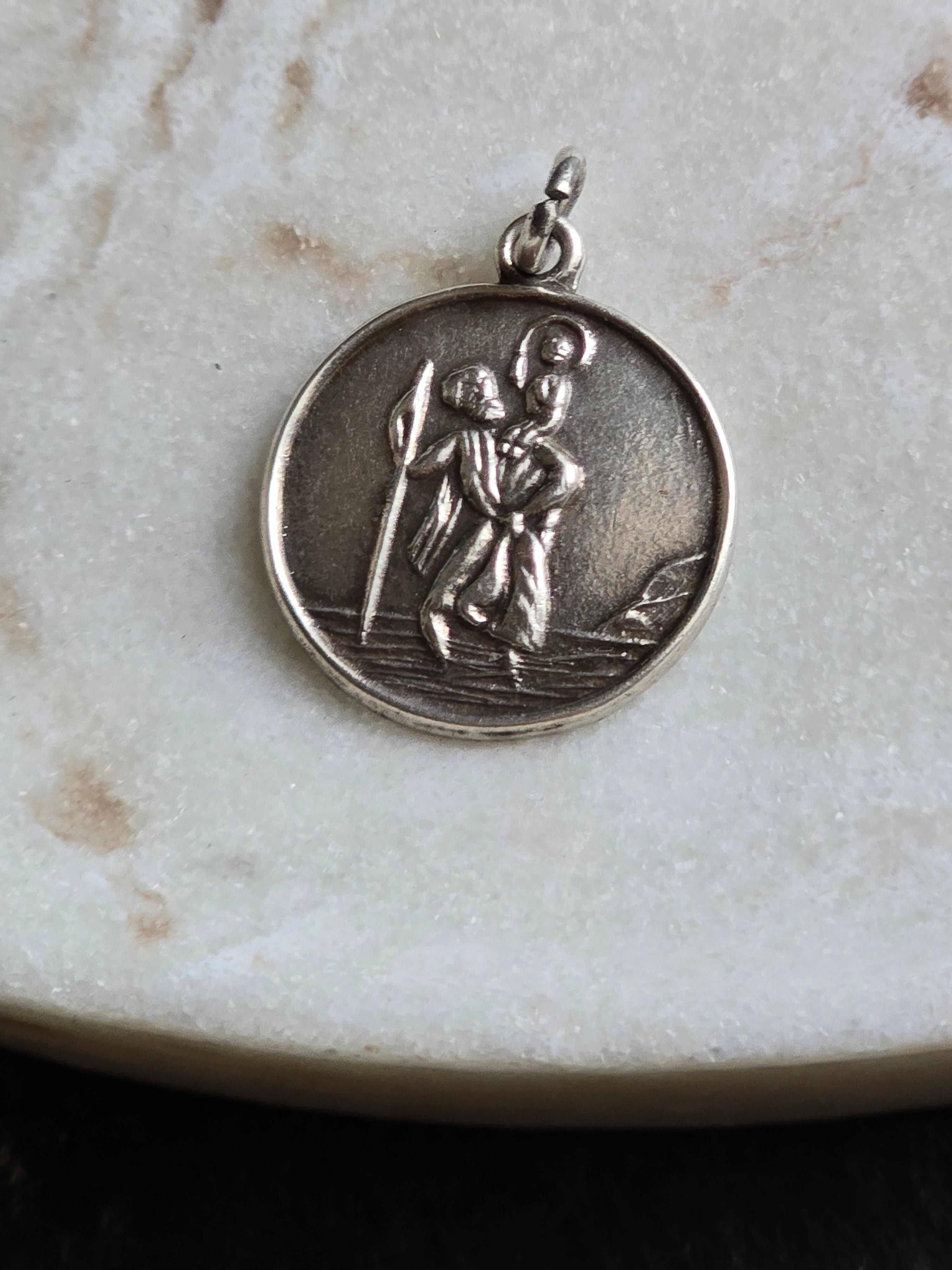 Vintage Sterling Silver St Christopher Pendant or Charm