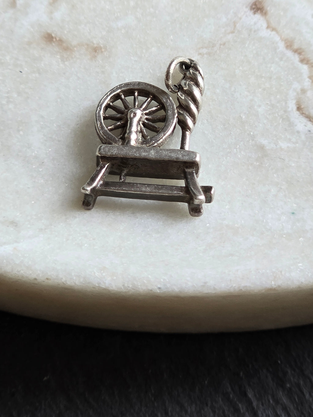 Vintage Sterling Silver Loom Spinning Wheel Charm