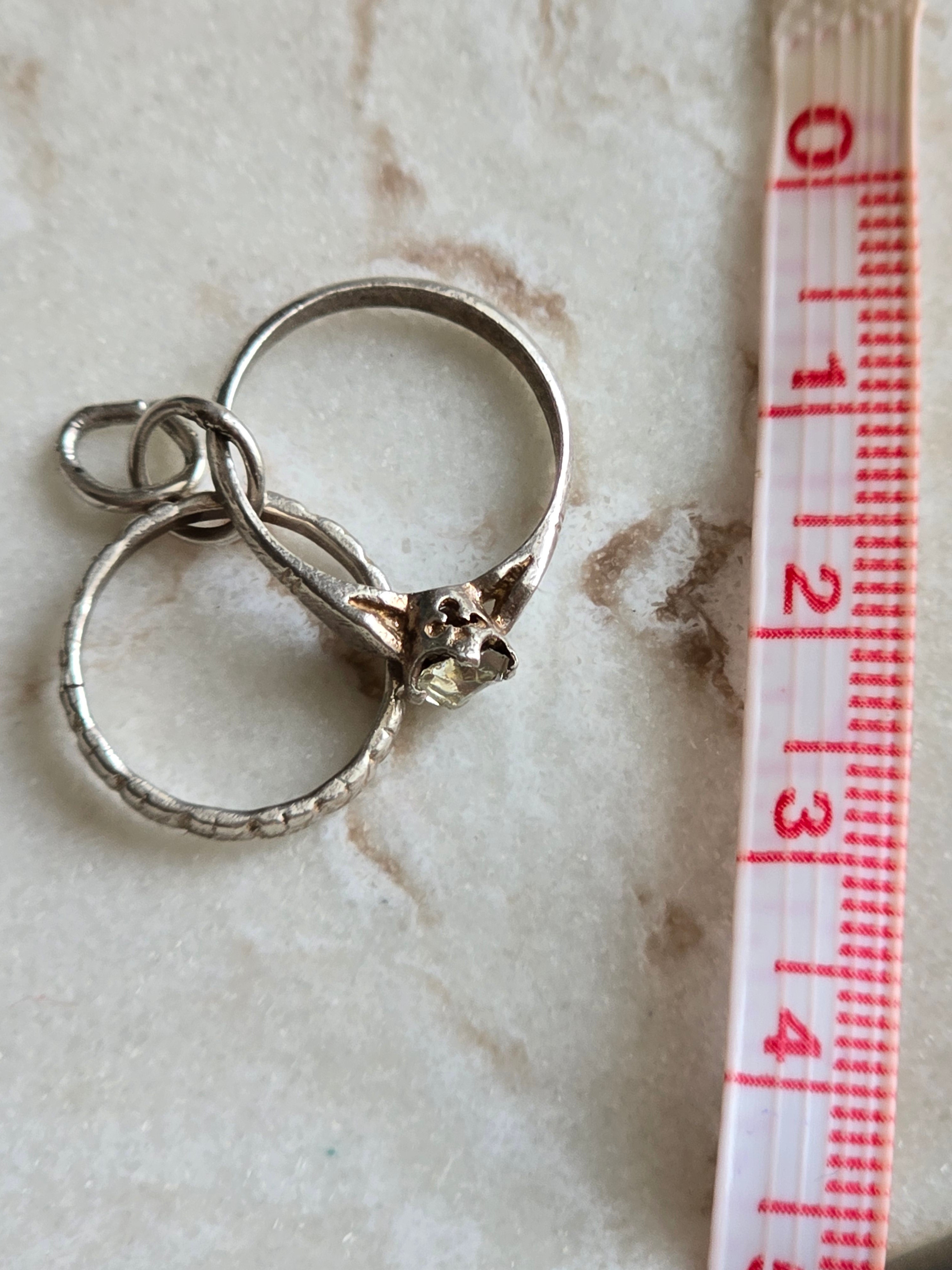 Vintage Sterling Silver Wedding Rings Charm