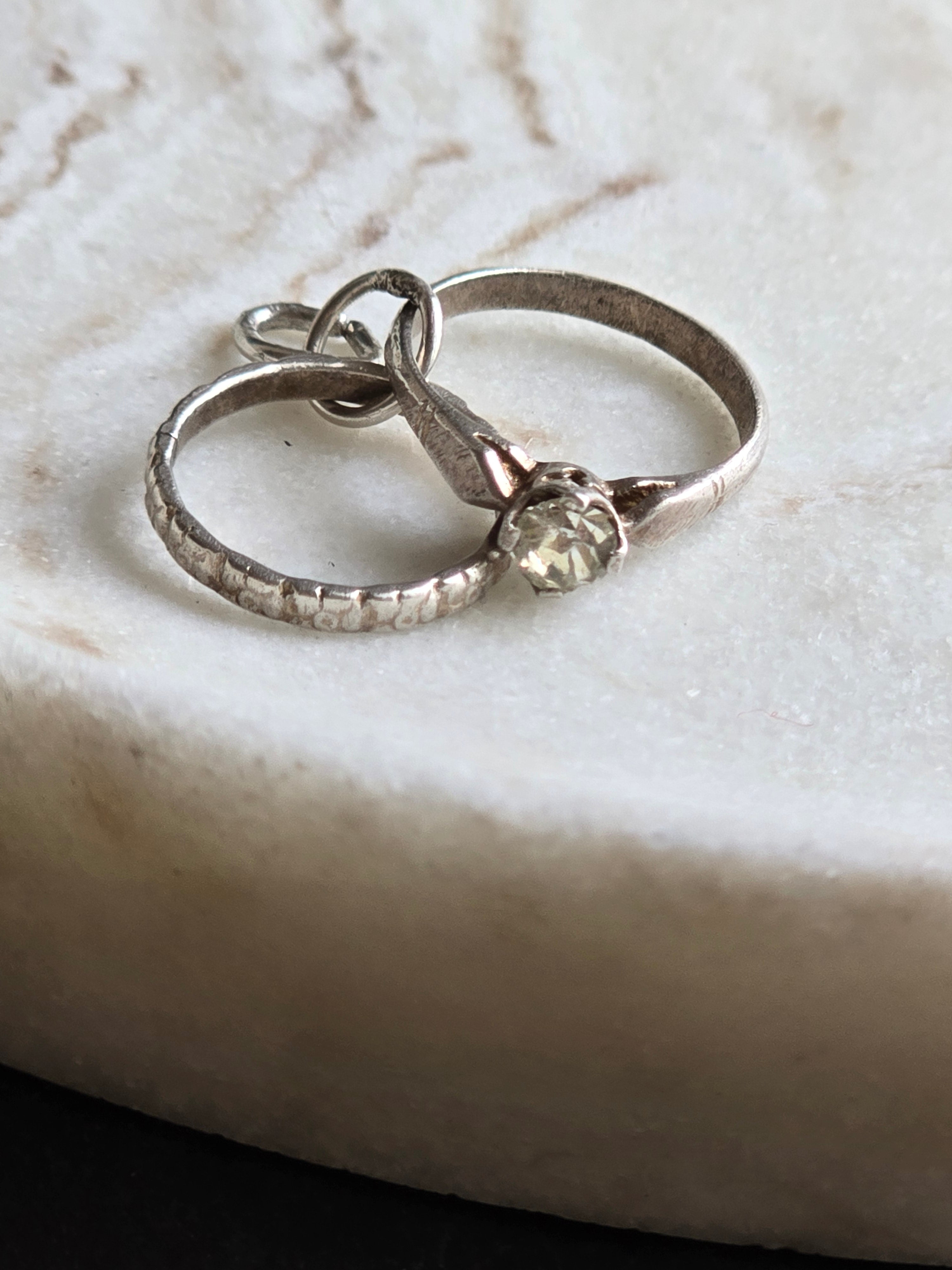 Vintage Sterling Silver Wedding Rings Charm