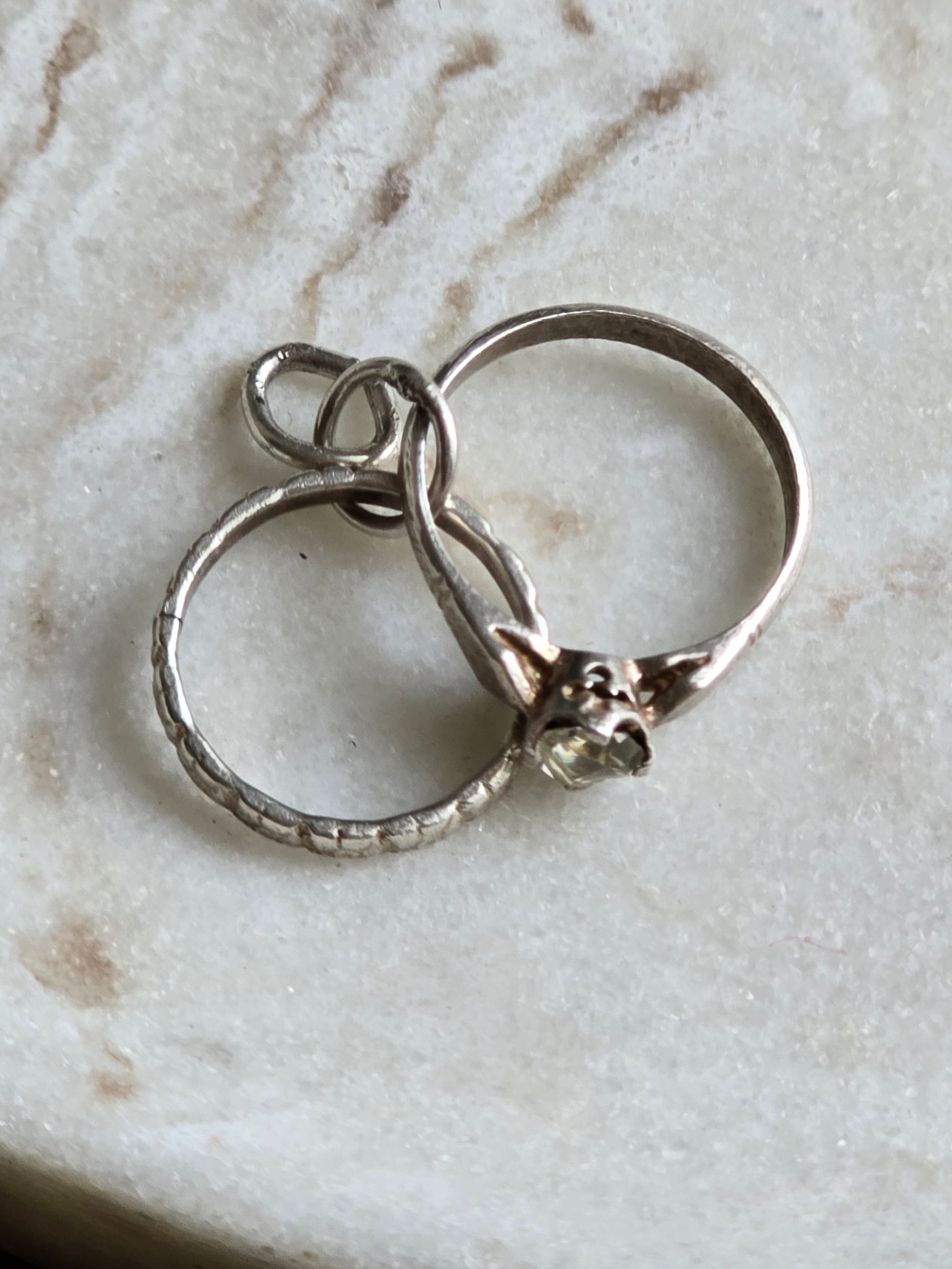 Vintage Sterling Silver Wedding Rings Charm