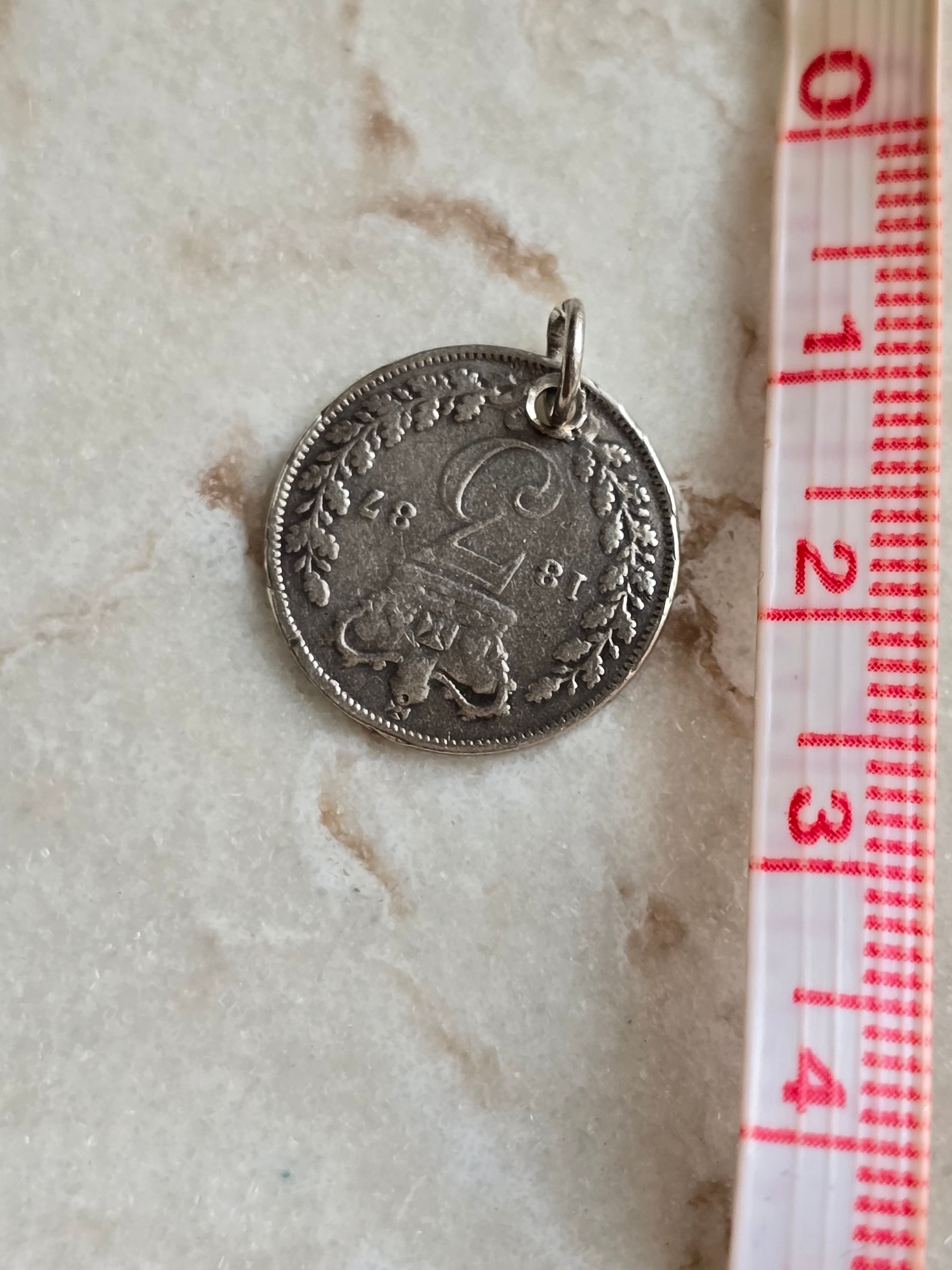 Vintage Sterling Silver 1887 Victoria Three Pence Charm