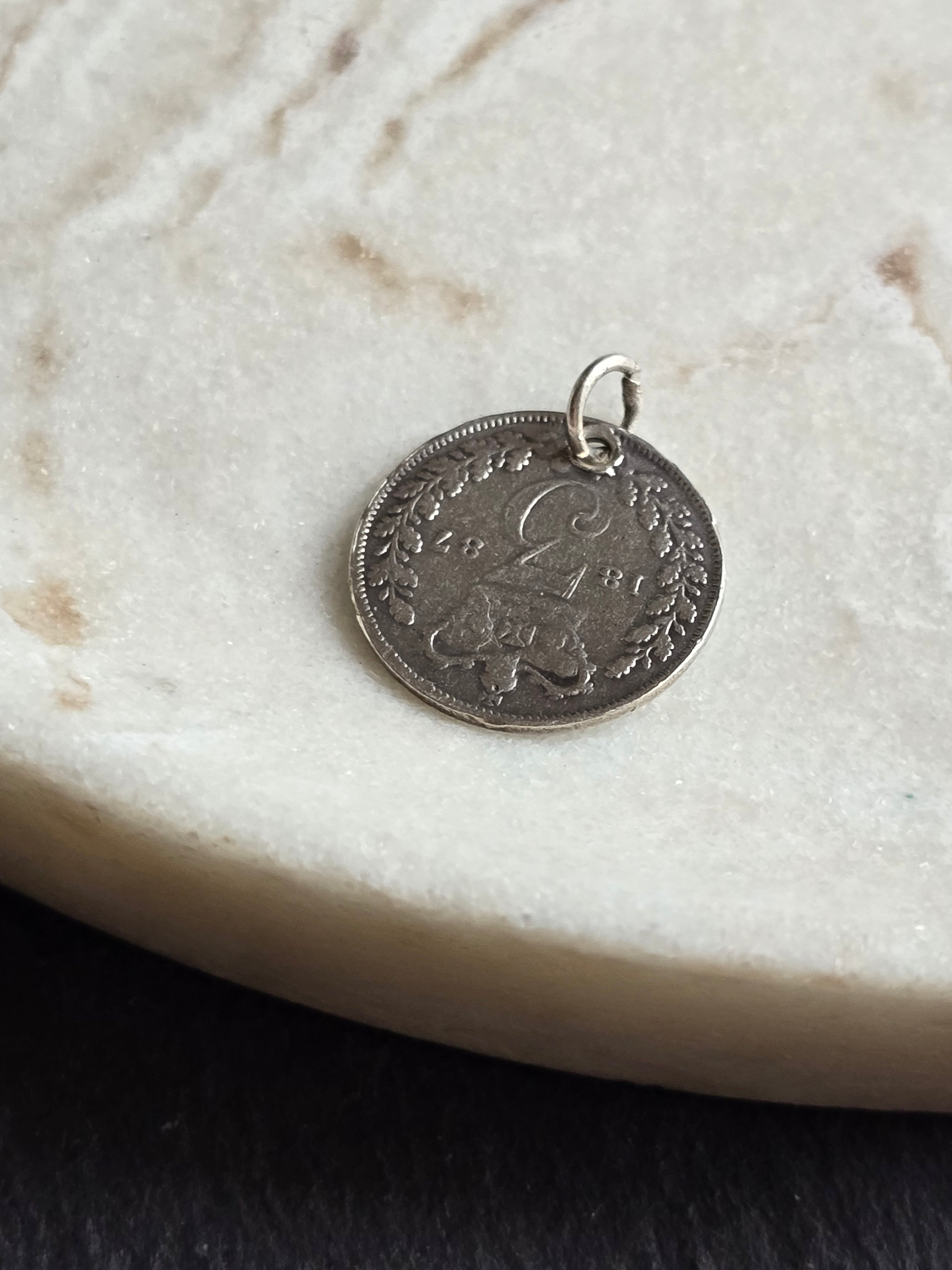 Vintage Sterling Silver 1887 Victoria Three Pence Charm