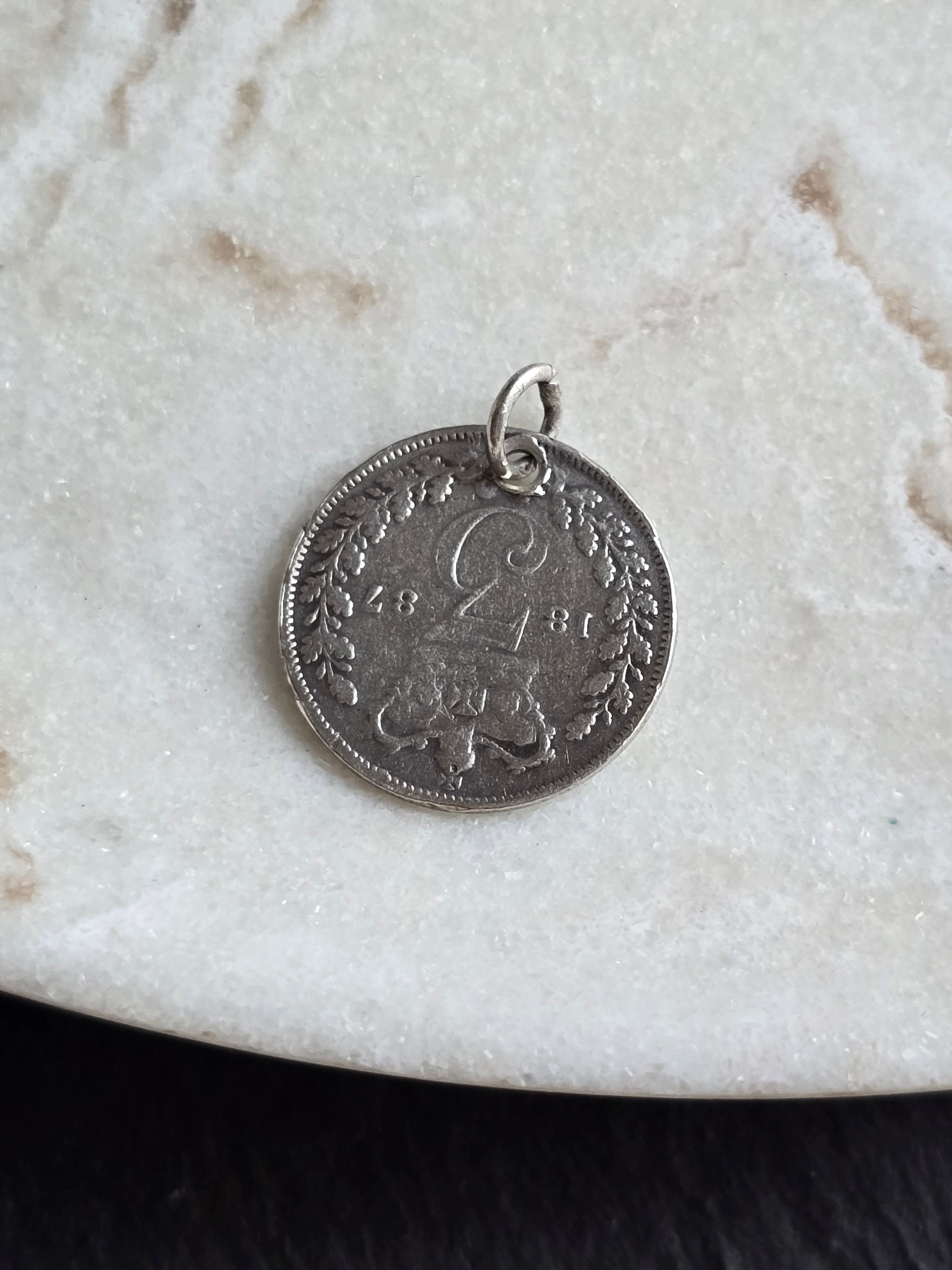 Vintage Sterling Silver 1887 Victoria Three Pence Charm