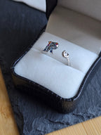 Sterling Silver Initial R Heart Adjustable Ring