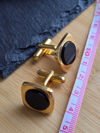 Vintage Classic Black Stone & Gold Tone Men's Cufflinks, Men's Accessories, Jewellery