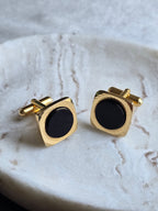 Vintage Classic Black Stone & Gold Tone Men's Cufflinks, Men's Accessories, Jewellery