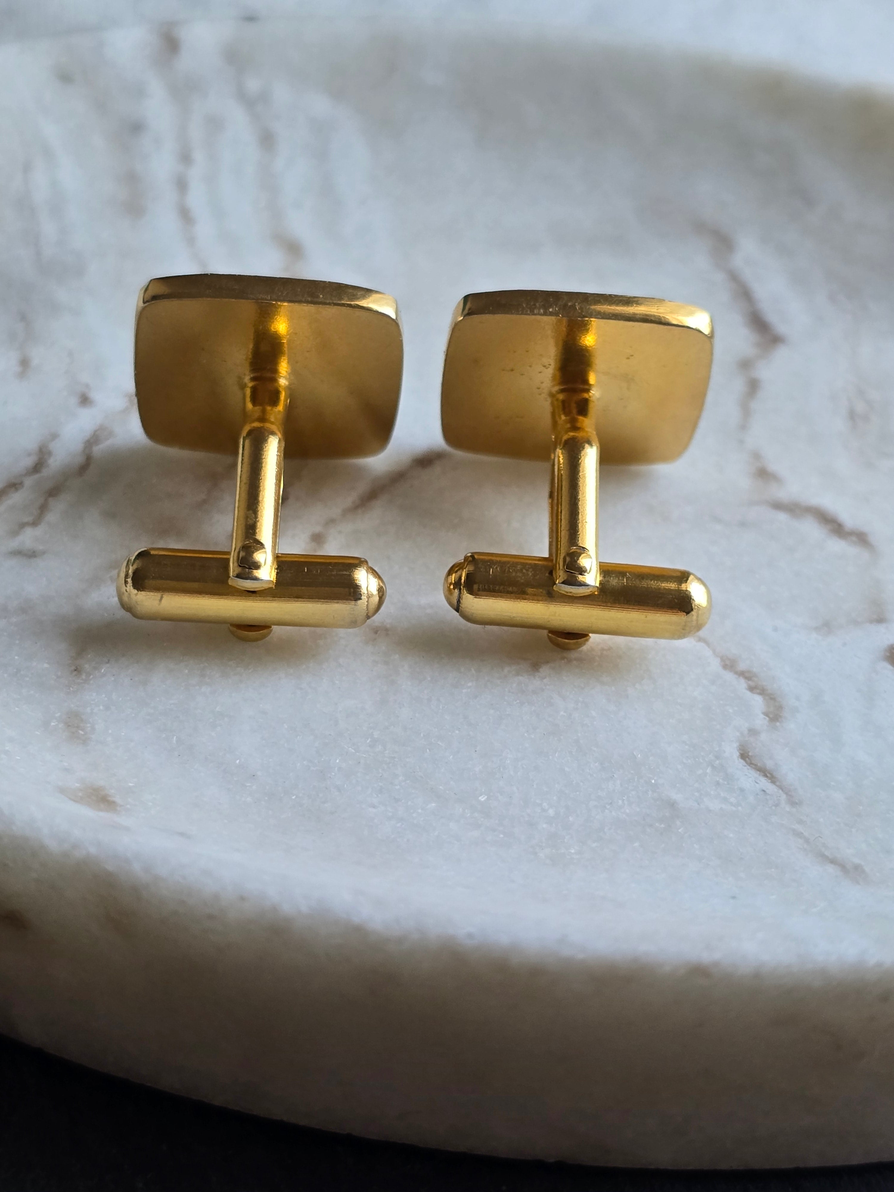 Vintage Classic Black Stone & Gold Tone Men's Cufflinks, Men's Accessories, Jewellery