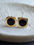 Vintage Classic Black Stone & Gold Tone Men's Cufflinks, Men's Accessories, Jewellery