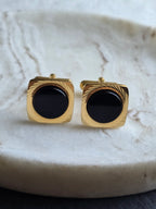 Vintage Classic Black Stone & Gold Tone Men's Cufflinks, Men's Accessories, Jewellery