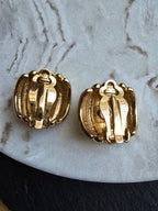 Vintage Chunky Gold Plated Clip On Earrings Signed BJ