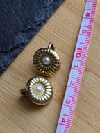 Vintage Gold Tone Faux Pearl Clip On Earrings