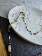 Antique Art Deco Hand Carved Mother of Pearl Rolled Gold Wire Necklace