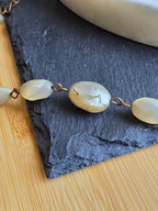 Antique Art Deco Hand Carved Mother of Pearl Rolled Gold Wire Necklace