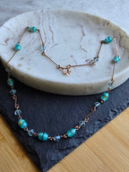 Antique Art Deco Dainty Foil Glass Bead Rolled Gold Wire Necklace