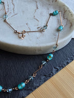 Antique Art Deco Dainty Foil Glass Bead Rolled Gold Wire Necklace