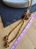 Vintage Pennino Style Floral Brown Rhinestone Gold Tone 1940s Statement Necklace