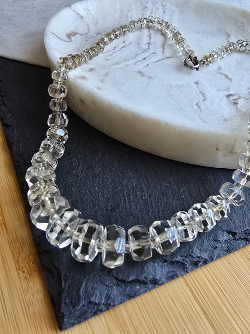 Antique Art Deco Crystal Glass Bead Necklace, Antique Jewellery