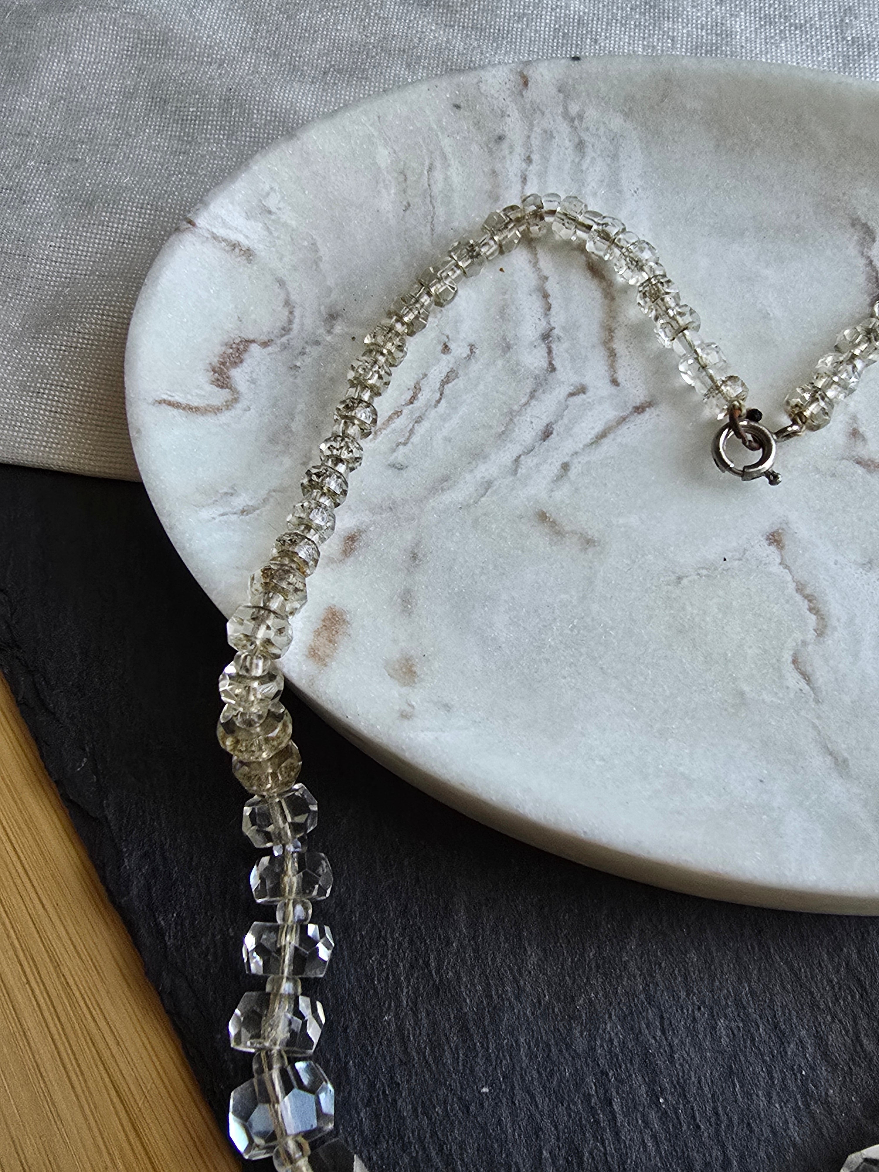 Antique Art Deco Crystal Glass Bead Necklace, Antique Jewellery