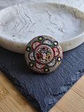 Antique Floral Boutique Micro Mosaic Brooch Stamped Italy, Gold Tone, Italian Grand Tour