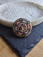 Antique Floral Boutique Micro Mosaic Brooch Stamped Italy, Gold Tone, Italian Grand Tour