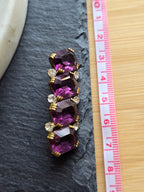 Antique Emerald Cut Purple & Crystal Glass Rhinestone Open Back Brooch, Czech Jewellery
