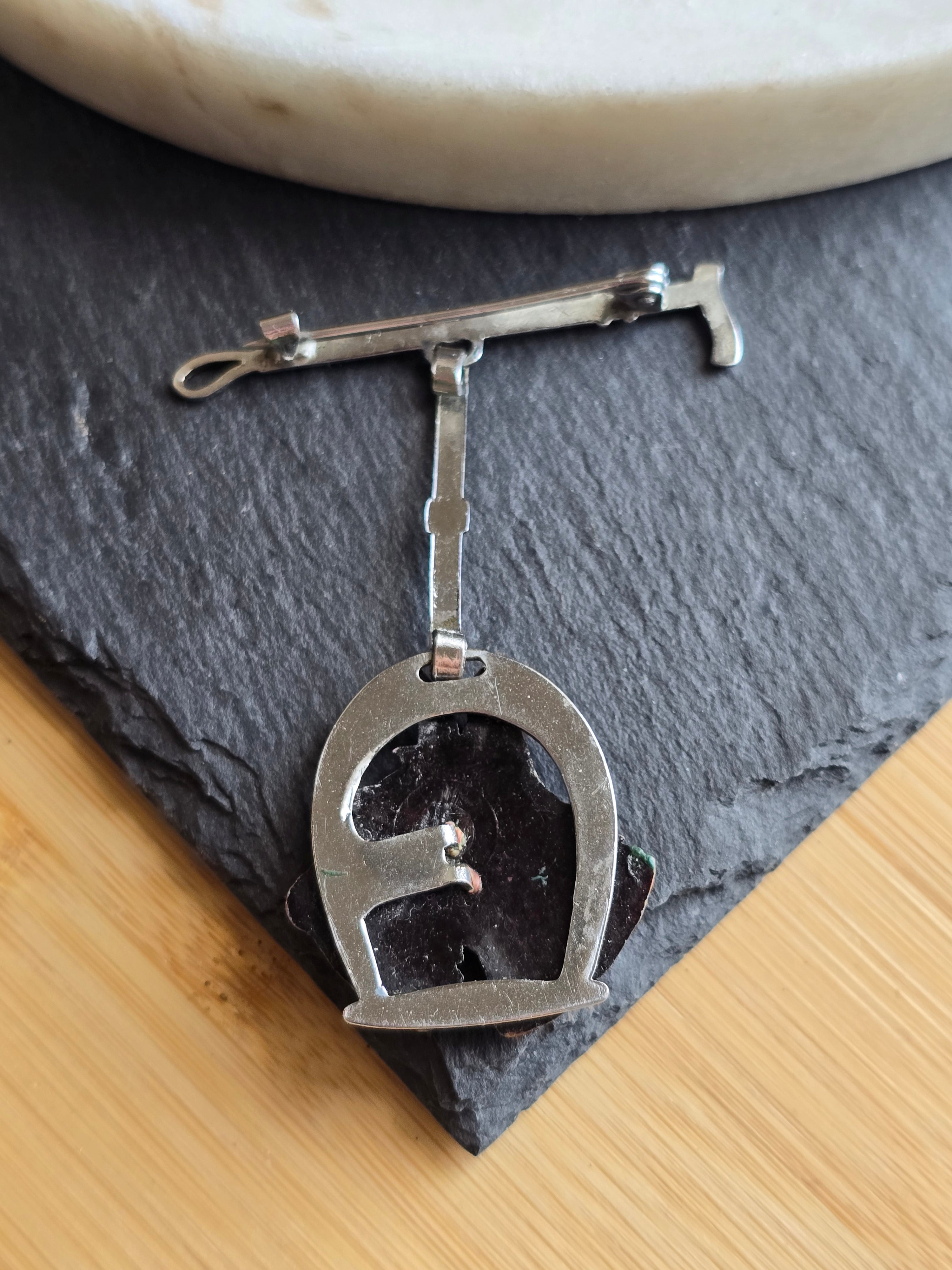 Art Deco Vintage Leash & Hanging Scotty Dog Brooch, Silver Tone, Unsigned Costume Jewellery