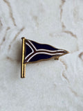 Vintage Enamel Yacht Club Burgee Flag Lapel Pin Nautical Sailing Blue Gold Tones