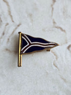 Vintage Enamel Yacht Club Burgee Flag Lapel Pin Nautical Sailing Blue Gold Tones