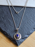 Sterling Silver Boho Oval Lapis Lazuli Gemstone Necklace