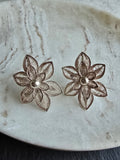 Vintage Silver Filigree Flower Stud Earrings, Boho Jewellery, Nature Inspired Statement Earrings
