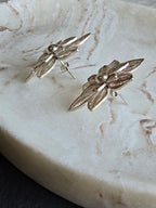 Vintage Silver Filigree Flower Stud Earrings, Boho Jewellery, Nature Inspired Statement Earrings