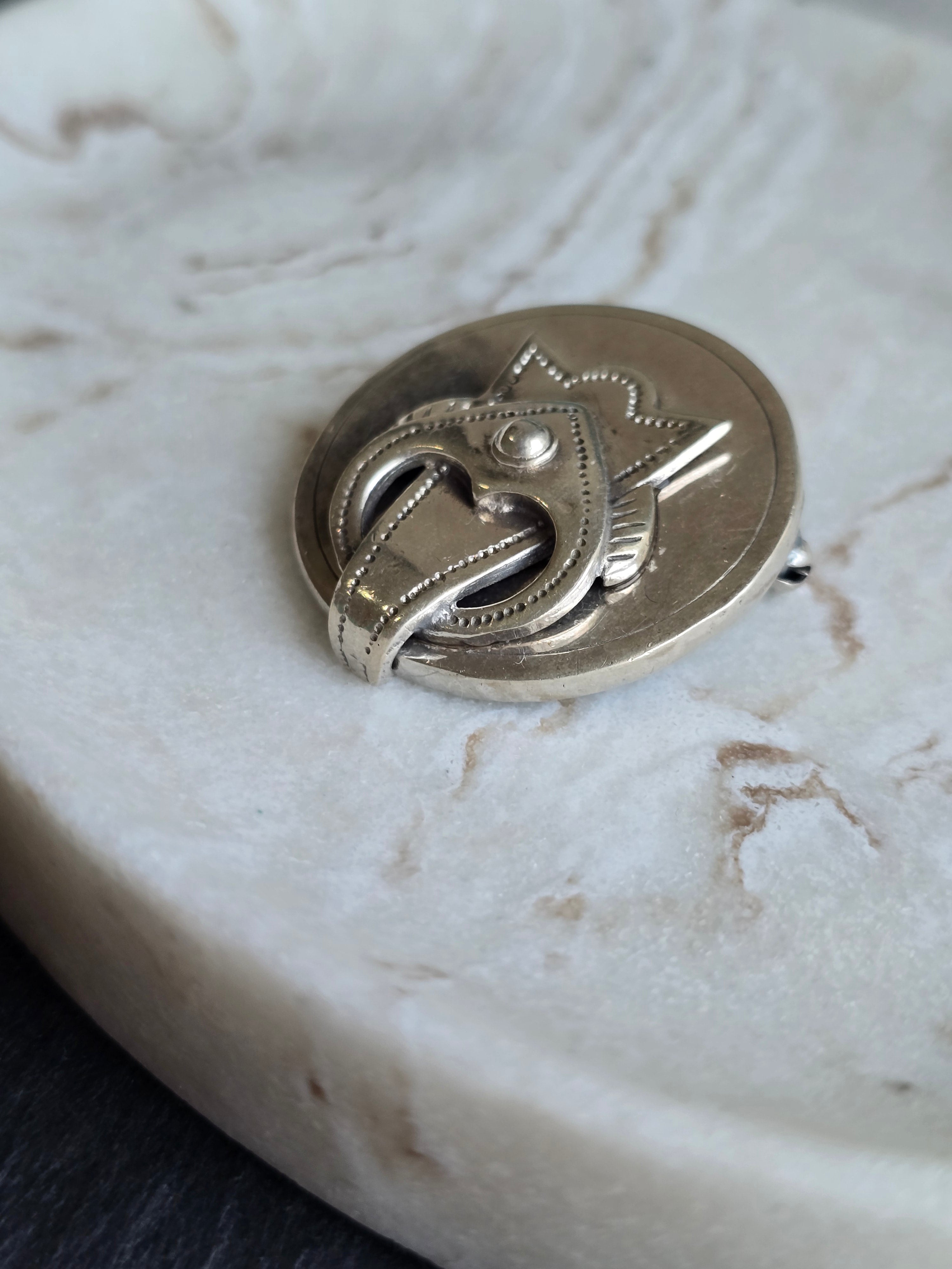 Vintage Sterling Silver Buckle Brooch, Classic Celtic Scottish Pin Lapel, Traditional Silver Jewellery