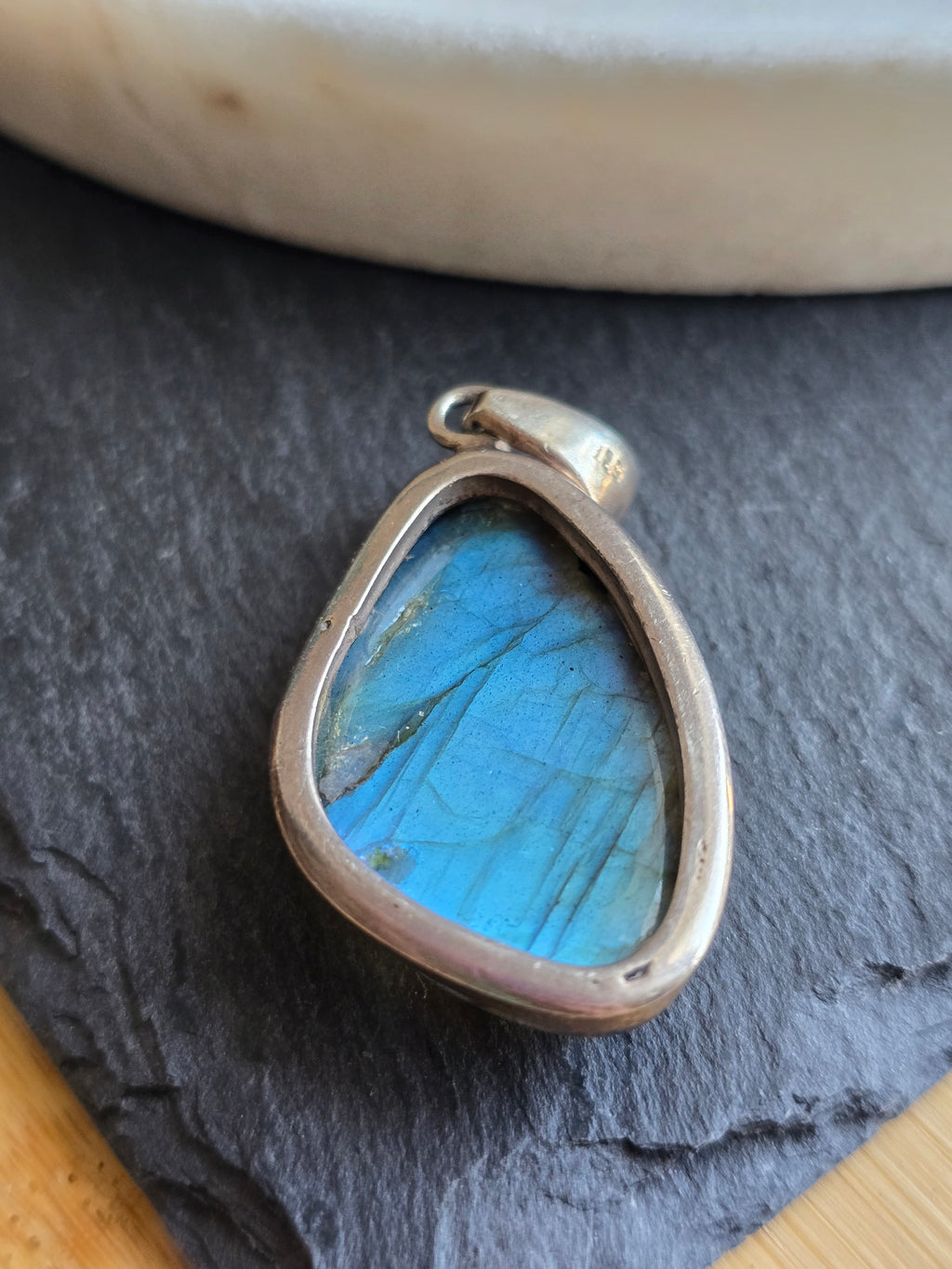 Vintage Blue Flash Labradorite Teardrop Sterling Silver Pendant, Natural Gemstone Jewellery, Crystal Gift