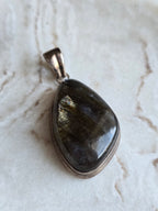 Vintage Blue Flash Labradorite Teardrop Sterling Silver Pendant, Natural Gemstone Jewellery, Crystal Gift