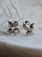 Vintage Bond Boyd Sterling Silver leaf Earrings, Mid-century Modern Screw Backs, Modernist Designer Earrings