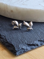 Vintage Bond Boyd Sterling Silver leaf Earrings, Mid-century Modern Screw Backs, Modernist Designer Earrings