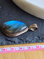 Vintage Blue Flash Labradorite Teardrop Sterling Silver Pendant, Natural Gemstone Jewellery, Crystal Gift