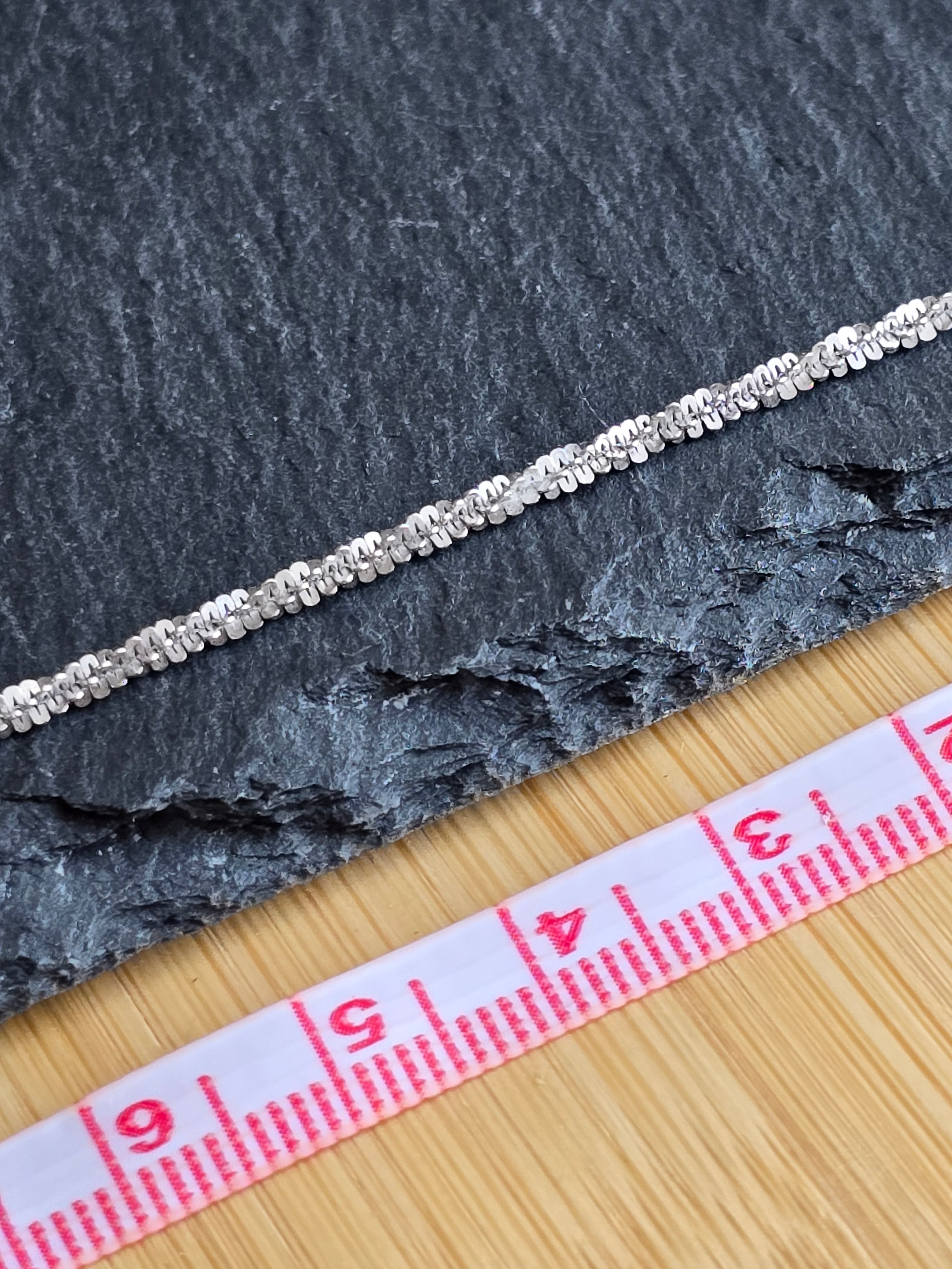 Fine Twist Chain Diamond Cut Bianca Italy 925 Sterling Silver Bracelet