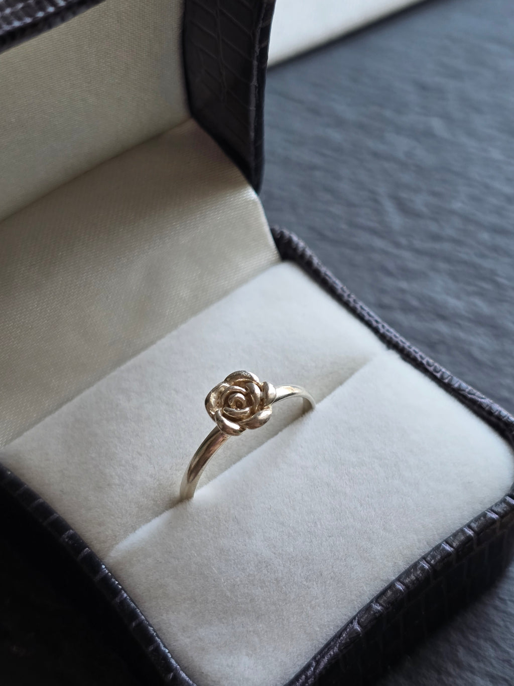 Sterling Silver Minimalist Dainty Rose Flower Ring Size L