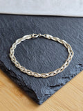 Italian 3 Strand Braid Flat S-Link Bracelet Sterling Silver