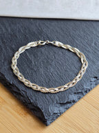 Italian 3 Strand Braid Flat S-Link Bracelet Sterling Silver
